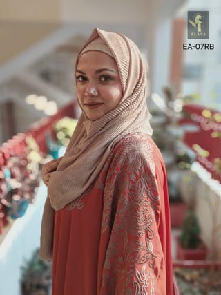Embroidery Short Cape Abaya (Brick) 2