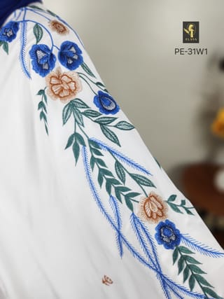 Premium Embroidery Short Cape Abaya (White) 4