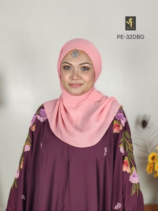 Premium Embroidery Short Cape Abaya (Dark Burgundy) 5