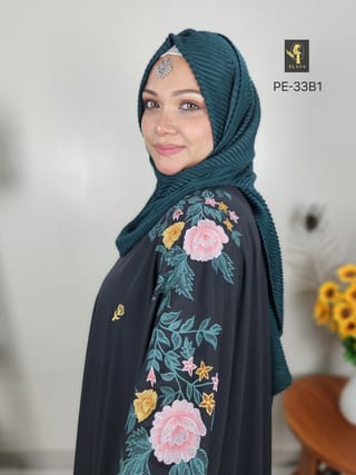 Premium Embroidery Short Cape Abaya (Black) 2