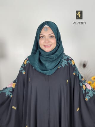 Premium Embroidery Short Cape Abaya (Black) 3