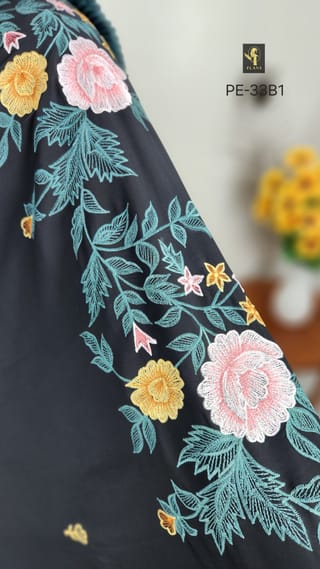 Premium Embroidery Short Cape Abaya (Black) 4
