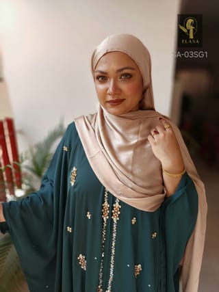 Stone Short Cape Abaya (Deep Sea Green) 3