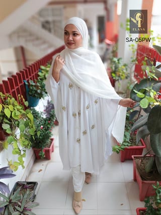 Stone Short Cape Abaya (White) 1