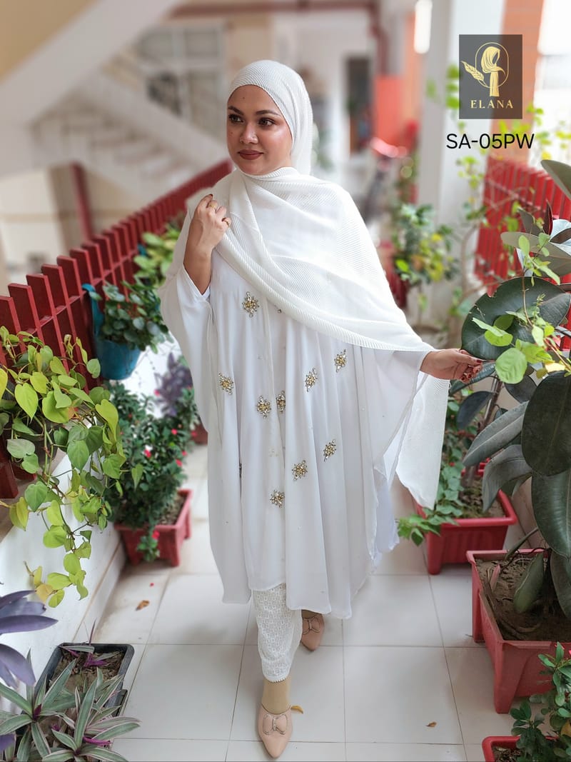 Stone Short Cape Abaya (White)