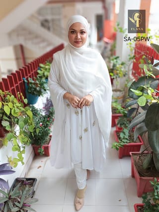 Stone Short Cape Abaya (White) 3