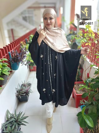 Stone Short Cape Abaya (Black) 1