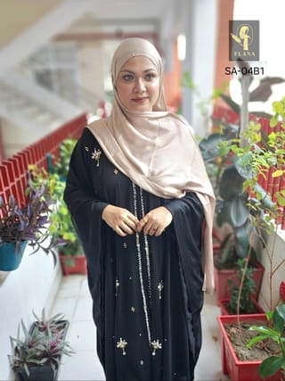 Stone Short Cape Abaya (Black) 3