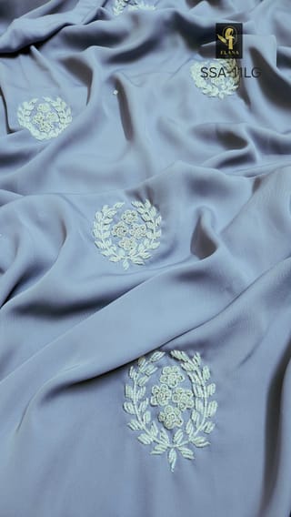 Hand Karchupi Short Shirt Abaya (Light Grey) 3