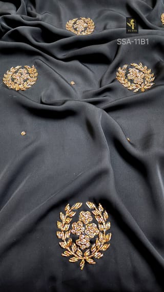 Hand Karchupi Short Shirt Abaya (Black) 3