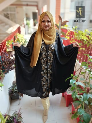 Hand Karchupi Short Abaya (Black) 3