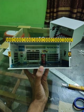 Volvo Service Garage LED Diorama for 1:64 Diecast Cars | Handmade Display Scene 2
