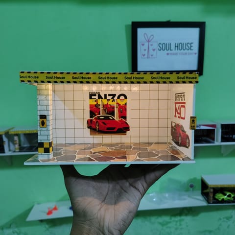 Ferrari Enzo LED Diorama Garage for 1:64 Diecast Cars | Handmade Display Scene