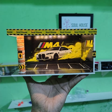 BMW M4 LED Diorama Garage for 1:64 Diecast Cars | Handmade Display Scene