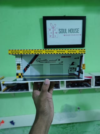 BMW Garage Diorama with Rolling Shutter | Handmade Display Garage for 1:64 Diecast Cars 2