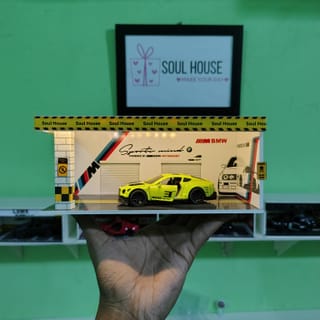 BMW Garage Diorama with Rolling Shutter | Handmade Display Garage for 1:64 Diecast Cars 3