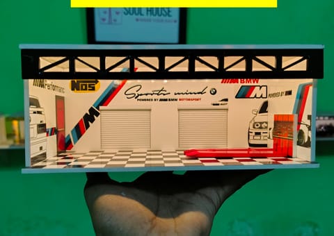 Mini Garage Diorama Display | Handmade Car Parking Garage Model | Desk Decor Gift