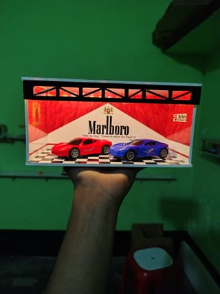 LED Racing Garage Diorama Display Box | Handmade Miniature Car Display with LED Light 2