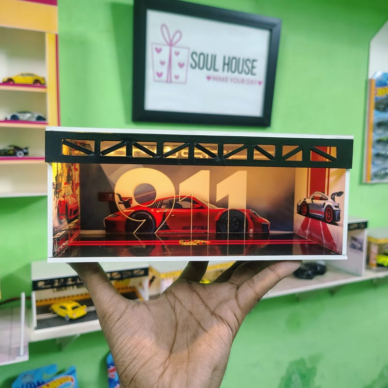 Premium LED Diorama Garage for 1:64 Scale Diecast Car | Car Display Box