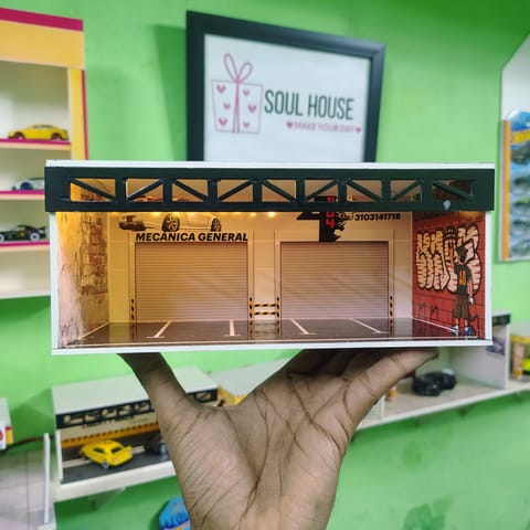 Premium LED Diorama Garage – 1:64 Scale