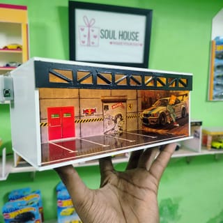 Premium Racing LED Diorama Garage – 1:64 Scale 2