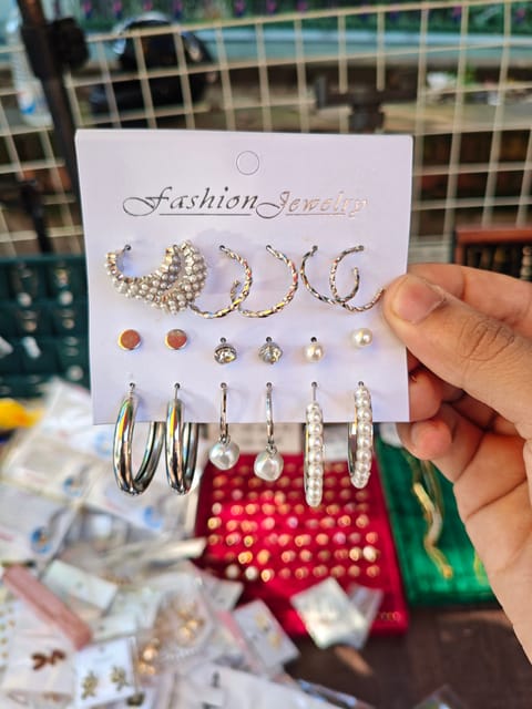 9 pairs silver