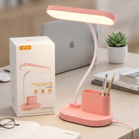 YAGE YG-8044F Portable Pen Holder LED Reading Lamp – Rechargeable Touch Control Desk Light with 1500mAh Battery, Adjustable Color Temperature & Flexible Hose Design