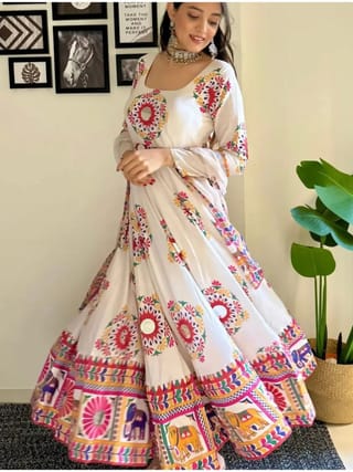 Puja Special Gown Three Piece 1
