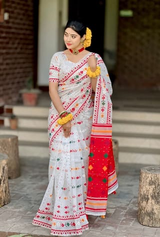 Half Silk block Print Saree 1