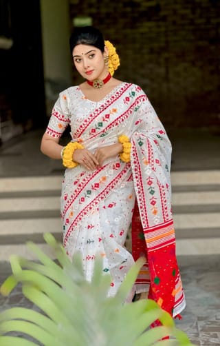 Half Silk block Print Saree 2