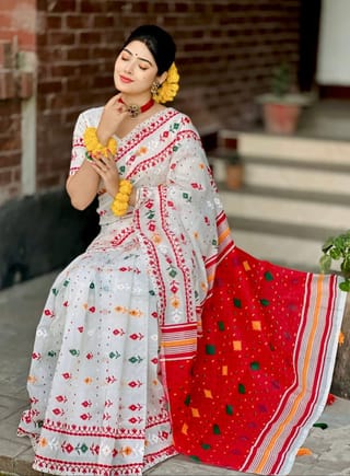 Half Silk block Print Saree 3