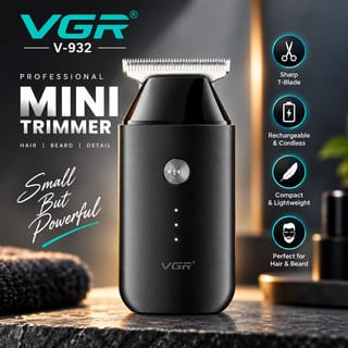 VGR V-932 Professional Cordless Mini Hair & Beard Trimmer for Men – 120 Min Runtime, 5W Silent Motor, Pocket-Sized & Washable Stainless Steel Blades 5