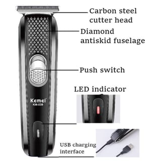 Kemei KM-039 Professional Hair Clipper & Beard Trimmer – Cordless USB Rechargeable Grooming Kit with Stainless Steel Blades, 130-Min Run Time & 3 Guide Combs 2