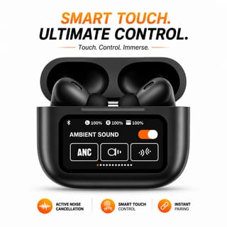 A9 Pro ANC True Wireless Earbuds – Smart Touch Screen Charging Case, Active Noise Cancellation, 13mm Drivers, GPS Location & 35H Battery 1