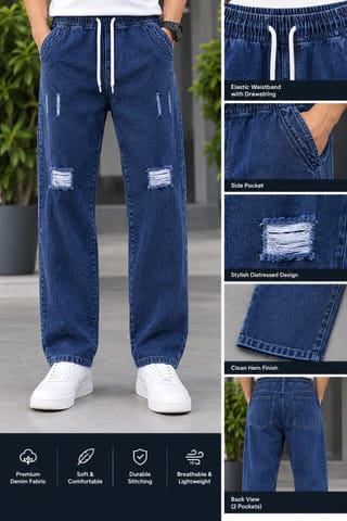 Stylish Semi Baggy Cargo Denim Pant 1