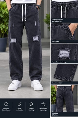 Stylish Semi Baggy Cargo Denim Pant 2