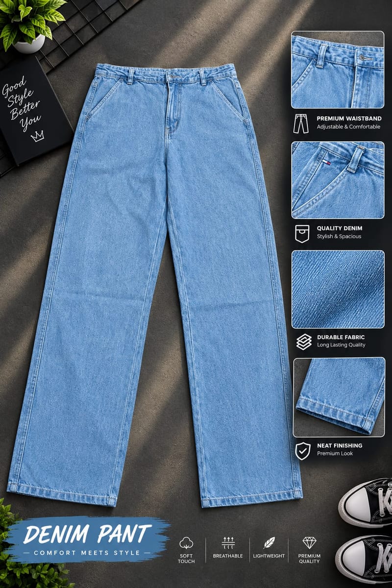 Semi Baggy Cargo Denim Pant
