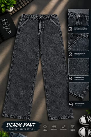 Semi Baggy Cargo Denim Pant 3