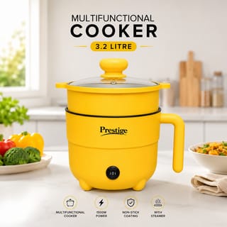 Prestige 3.2L Multifunctional Electric Cooker – 1500W Energy-Saving Non-Stick Multi Cooker with Steamer Tray for Fry, Curry, Noodles & Steaming 1