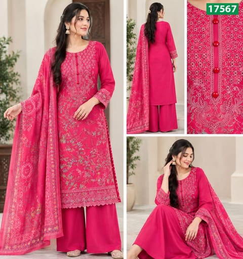 Ready Made Cotton Three Piece – SAUD-17567