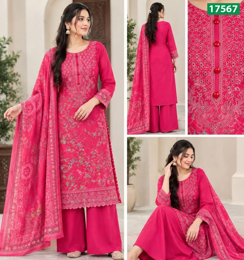 Ready Made Cotton Three Piece – SAUD-17567