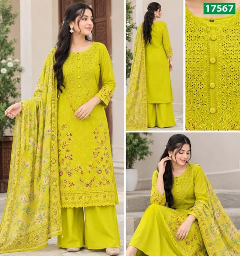 Ready Made Cotton Three Piece – SAUD-17567