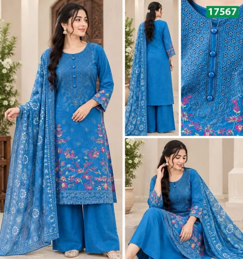 Ready Made Cotton Three Piece – SAUD-17567