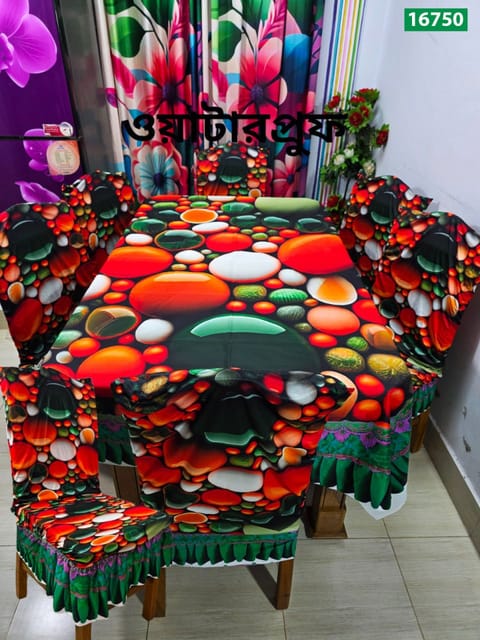 প্রিমিয়াম কোয়ালিটি ওয়াটারপ্রুফ 3D টেবিল ও চেয়ার কাভার সেট