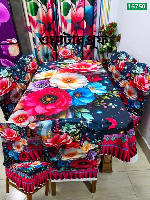 প্রিমিয়াম কোয়ালিটি ওয়াটারপ্রুফ 3D টেবিল ও চেয়ার কাভার সেট
