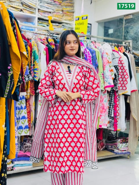 Pakistani Inspired Screen Print Three Piece – SPOB-17519