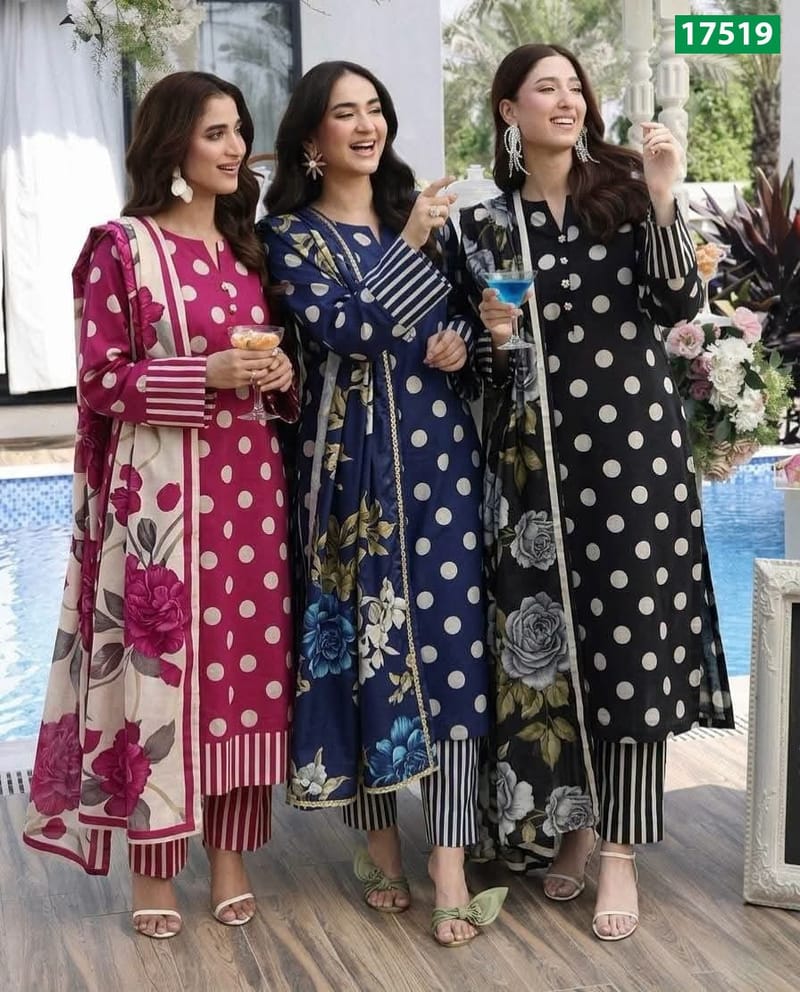 Pakistani Inspired Screen Print Three Piece – SPOB-17519