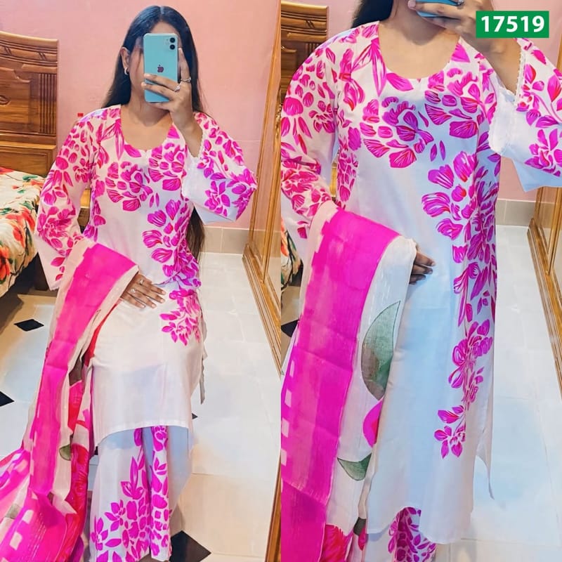 Pakistani Inspired Screen Print Three Piece – SPOB-17519