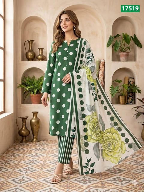 Pakistani Inspired Screen Print Three Piece – SPOB-17519