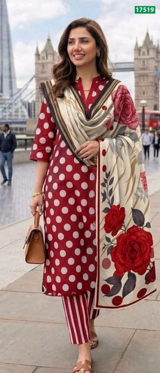 Pakistani Inspired Screen Print Three Piece – SPOB-17519 3